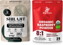 ジャングルパウダースーパーフードバンドル:5oz生シラジット&5oz有機ラズベリーパウダーコンボ - 男性用エネルギーサポート、免疫ブースト、USDA認定凍結乾燥レッドラズベリーベーキング、スムージー