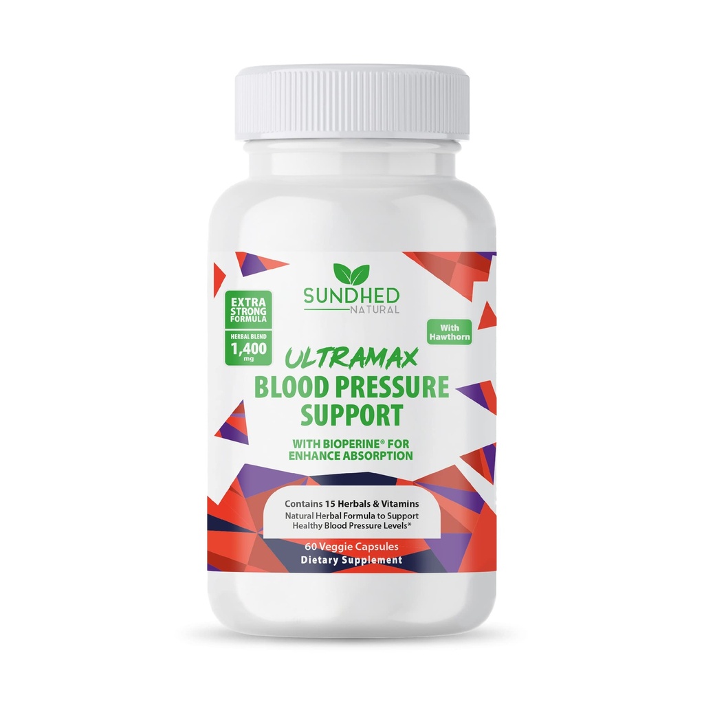 高められた吸収のためのBioperineのSundhed Natrual UltraMax血圧、Howthornのベリー カプセル-Multivitamin - 60のカプセル