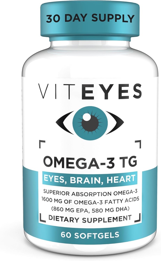 Viteyes Omega-3 TGは目及び中心の健康、自然なトリグリセリドの魚油の方式、明確、60の計算を支えます