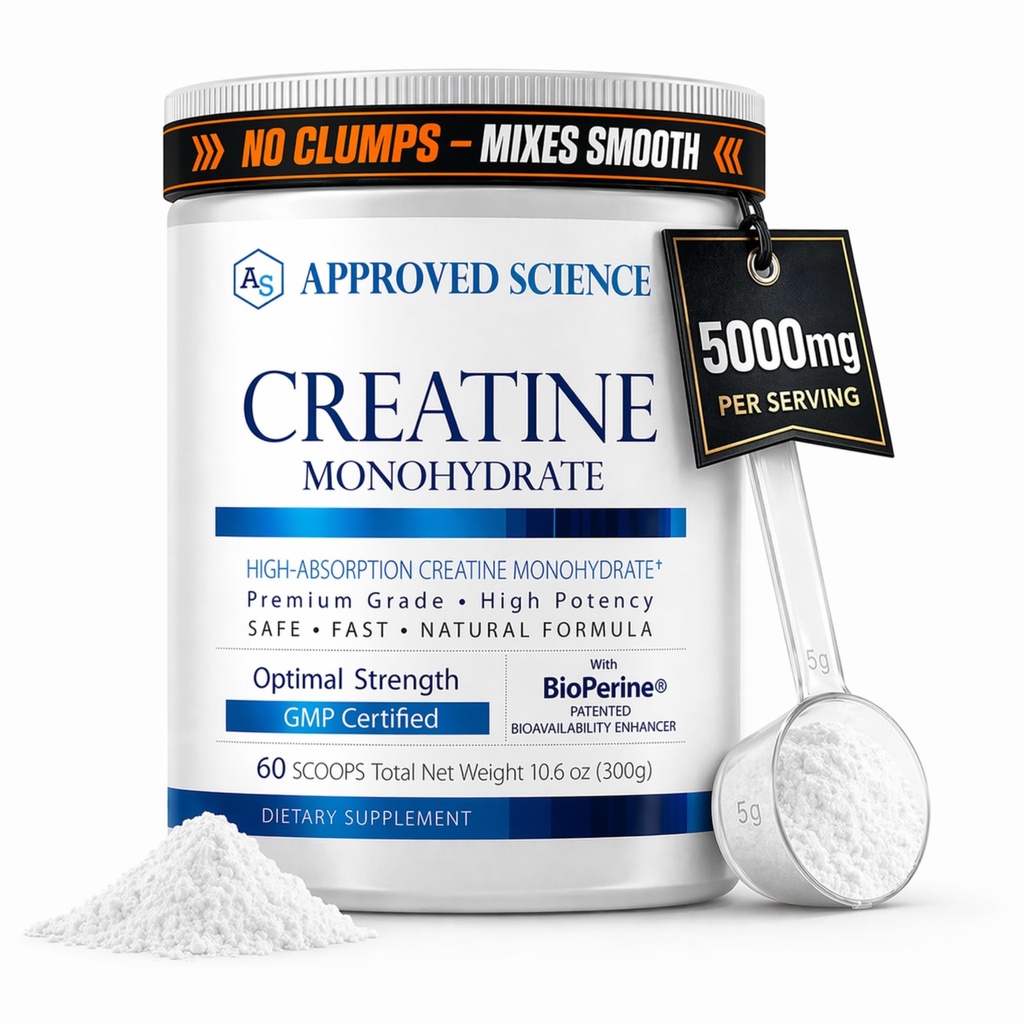 承認された科学のクレアチンのBioPerineの Monohydrateの粉-サポートLean筋肉成長および回復- 60のサービングごとの5g---非GMO、ビーガン