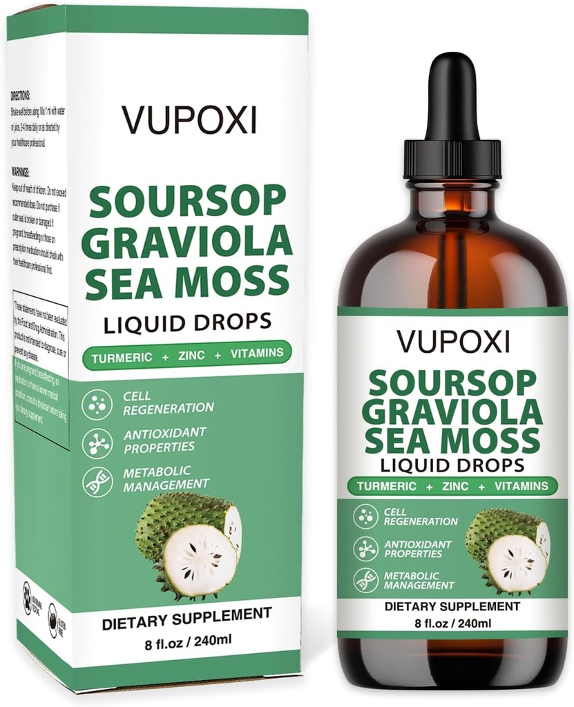SoursopのMultivitaminの液体は細胞サポート及び再生を、免疫のブースト、Dietary繊維および睡眠、有機性Soursopのエキス-Sugarの自由な、非GMOの100%のビーガン、グルテンフリー-8 Fl Oz/240 ML落とします