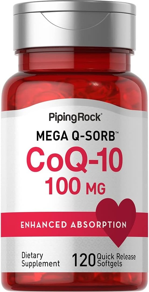 Piping Rock CoQ10 100mg | 120 Softgels | with Black Pepper Extract | Non-GMO, Gluten Free Supplement