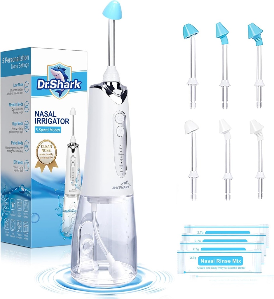 DR.SHARKのコードレス鼻の潅漑システム、Sinus、鼻の洗剤、Sinusの洗剤機械、5つのモードの鼻のリンス機械のための電気網の鍋