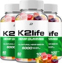 K2Life Hemp Gummies - Hemp Seed Extract K2 Life Hemp Gummies Tinnitus Herbal Supplement、健康とウェルネスサポート、すべての自然K2Life麻Gummyアドバンスドフォーミュラ(3パック - 180グミー)
