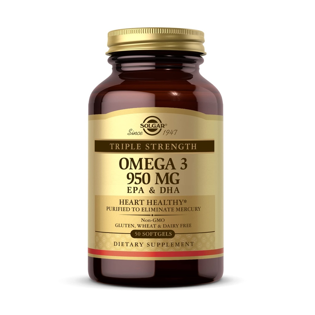 ソルガートリプル強度オメガ3 950 mg - 50 Softgels - 関節と皮膚の健康をサポート - Non-GMO、グルテンフリー、酪農場無料 - 50 サービング