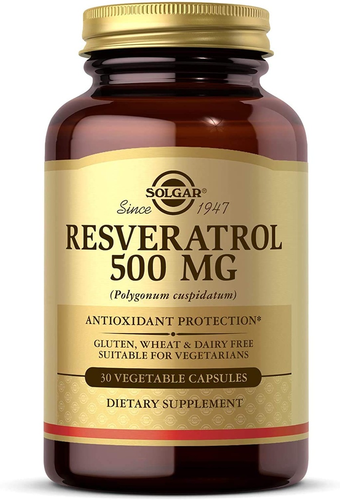 ソルガーレスベラトロール500mg、30野菜カプセル - 抗酸化保護 - グルテンフリー、乳製品無料 - 30サービング
