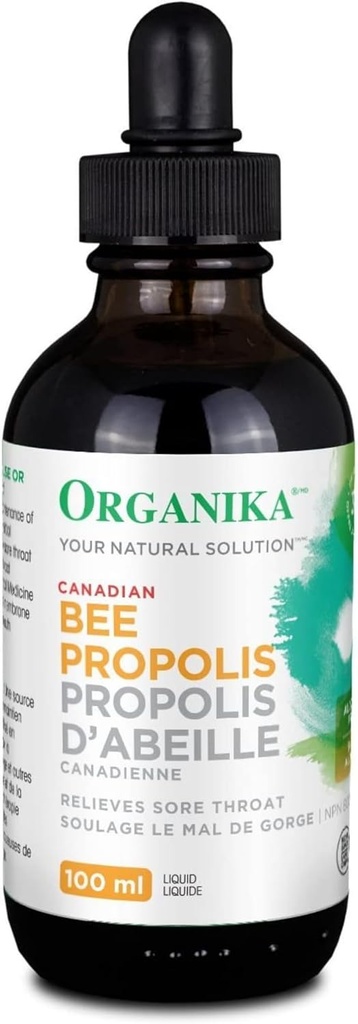 Organika Bee Propolis 液体 - 100ml 3.38oz - 自然な免疫サポート、痛みの軽減、酸化防止剤、アルコールフリー