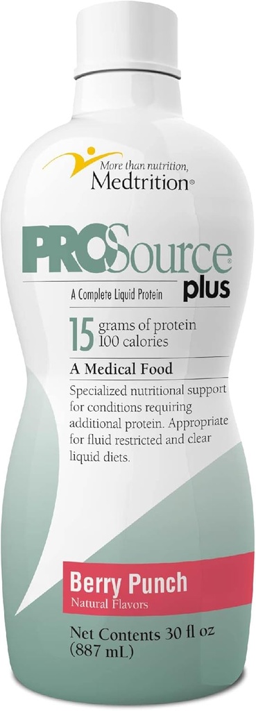 Medtrition Liquid Collagen peptides Type I, III 15 Grams Protein per oz. |Prosource Plus Berry Punch Bottle
