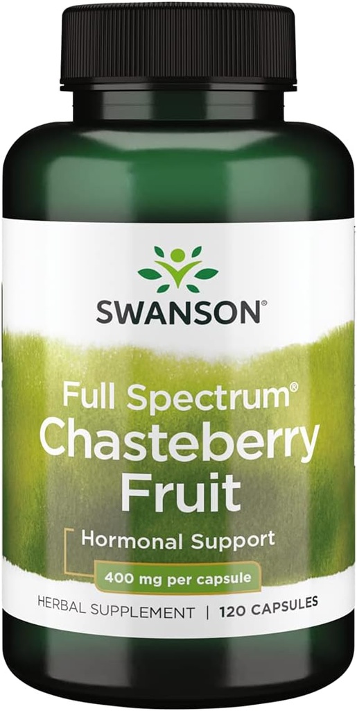 Swanson Chasteberry フルーツ - 女性の健康と月経と月経サポートを促進するハーブサプリメント - バランスと皮膚の健康をサポート - (120 カプセル、400 mg 各)