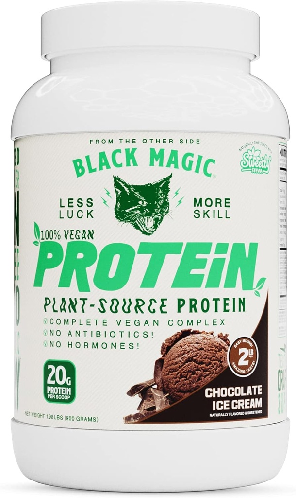 ブラックマジック植物ソース100%ビーガンタンパク質 - Keto、低砂糖、乳製品フリータンパク質 - プレ/ポストワークアウト - チョコレートアイスクリーム - 20gタンパク質 - 2 LB