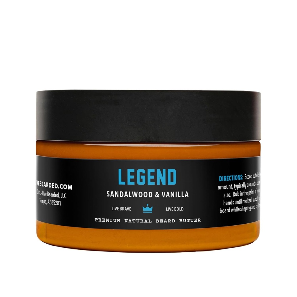 ライブベアード・ベアード・バター、3 fl oz - アメリカ製 - Sheaのオールナチュラル・リーブ・イン・コンディショナーと軟化剤 | 伝説の香り - サンダルウッド、バニラ