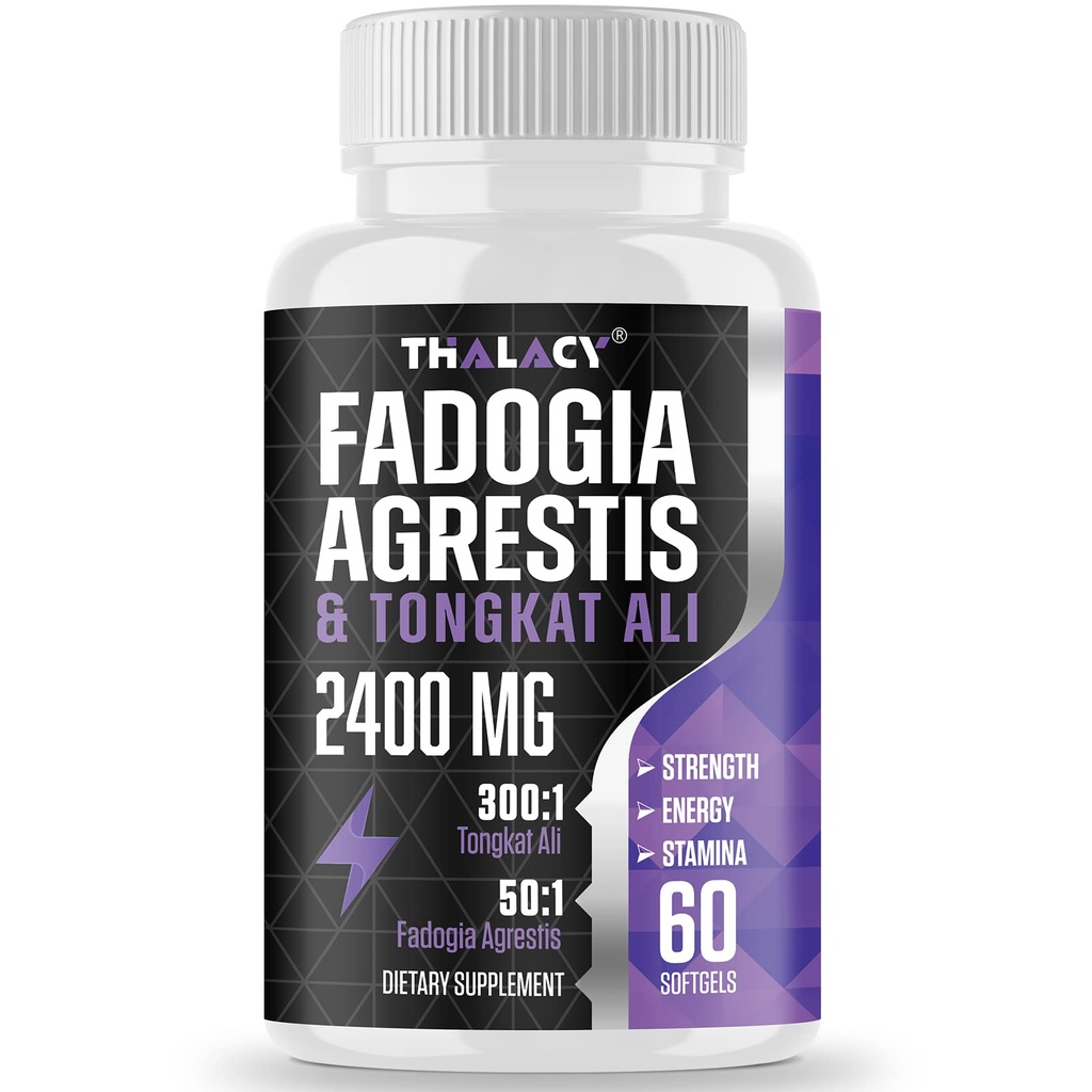 2400mg Fadogia Agrestis Tongkat Ali サプリメント - Fadogia Agrestis 1400mg & Tongkat Ali 1000mg Ultra Blend, 最大強度, 筋肉量 & アスレチックパフォーマンス, 60 Softgels
