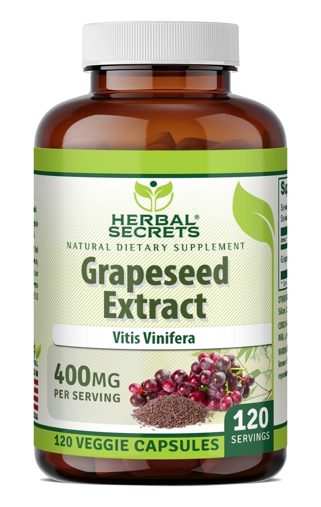 草の秘密の Grapeseed のエキス 400 の mg 120 Veggie のカプセルの補足-非 GMO -グルテンフリー