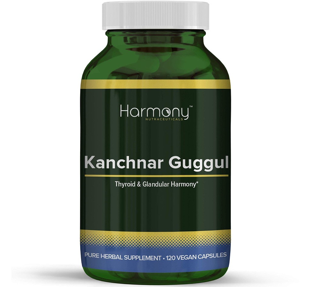 Kanchnar Guggul – 甲状腺 & 腺調和 – 120 ビーガンカプセル – ハーモニー栄養補助食品ググル樹脂
