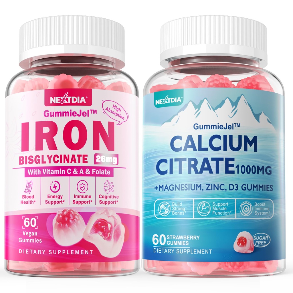 Calciumのクエン酸塩1000mgはグミー+鉄のBisglycinate 26mgを満たしました