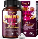11-in-1 NMNH (Dihydronicotinamide Mononucleotide)、サービングごとの600mg、ResveratrolのCoQ10のNAD+の補足はNAD+を支えます レベル、反老化のためのNMNHの補足、60の計算、30日のサプライ65