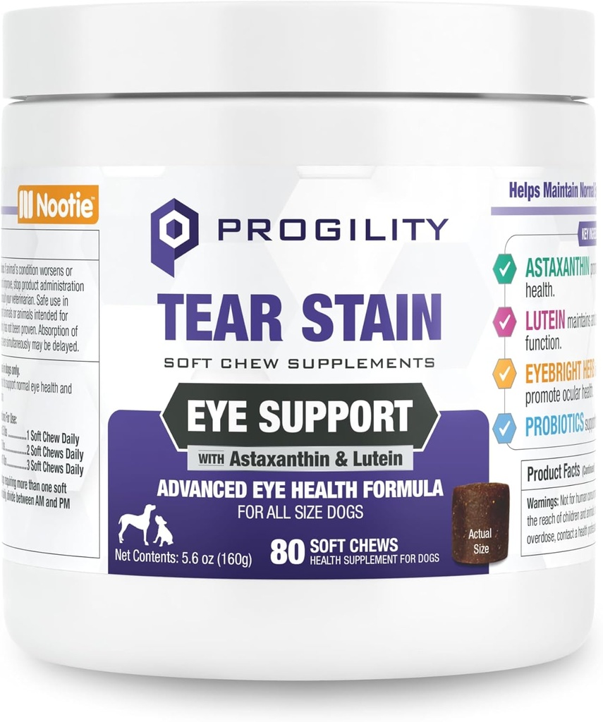 犬、高度な目の健康フォーミュラのためのNootie Progility Tear Stainサプリメントは、ティアスタイン、80 Chewsを最小化し、5,000 Vet ClinicsとPeet Storeで世界中で販売