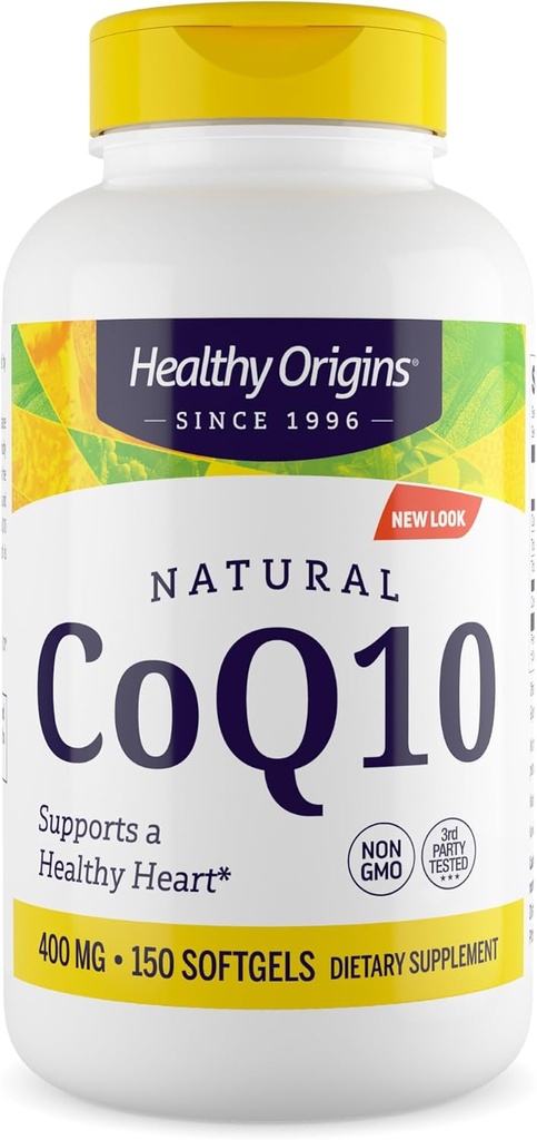 健康な起源® CoQ10 400 mg – 自然トランスイソマーUbiquinone – イースト発酵, 心の健康をサポート & 細胞エネルギー – 非GMO 150 Softgels