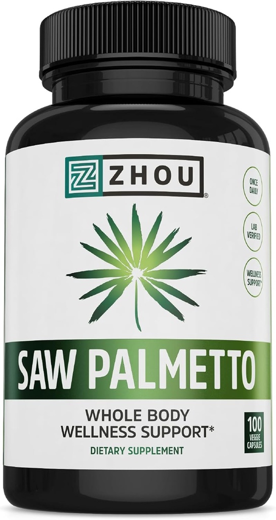 Zhou Saw Palmetto Supplement for Men - Premium Complex, Advanced Formula, Extra Strength 450mg Saw Palmetto Berry Per Capsule - 100 Vegetarian Capsules