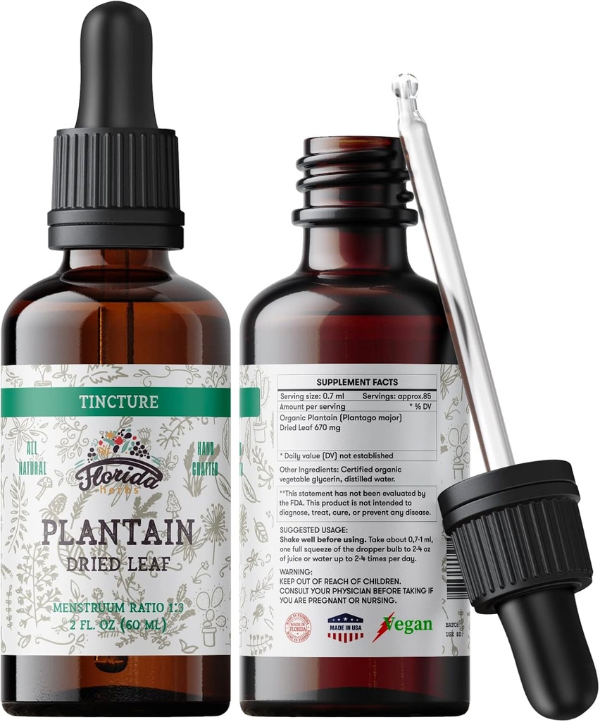 プラテンチンチンチン、有機植物エキス(プラクタゴメジャー)乾燥葉健康サプリメント、冷間プレス有機野菜グリセリン2オンス、670mg