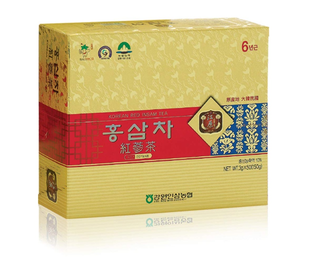 Gangwoninsamの6年の韓国の赤いGinsengの茶(3g x 50のパケット) - 6年の韓国の赤いGinsengのエキス、韓国茶、個人的に包まれる