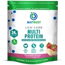 BioTrust 低炭水化物プロテインパウダー - 草供給ホルモンフリー牛のおいしいウイー&カゼインブレンド - 非GMO、グルテンフリー(イチゴバナナ)