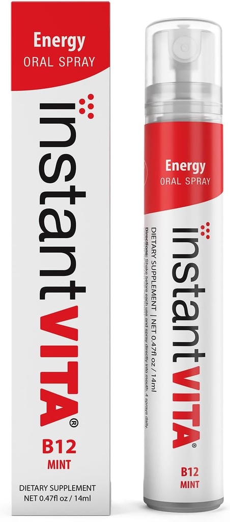 Instantvita のエネルギー補足–より速い吸収のためのビタミン B12 1000 mcg の口頭スプレー、1 か月の供給、ミントの味、0.47 Fl Oz