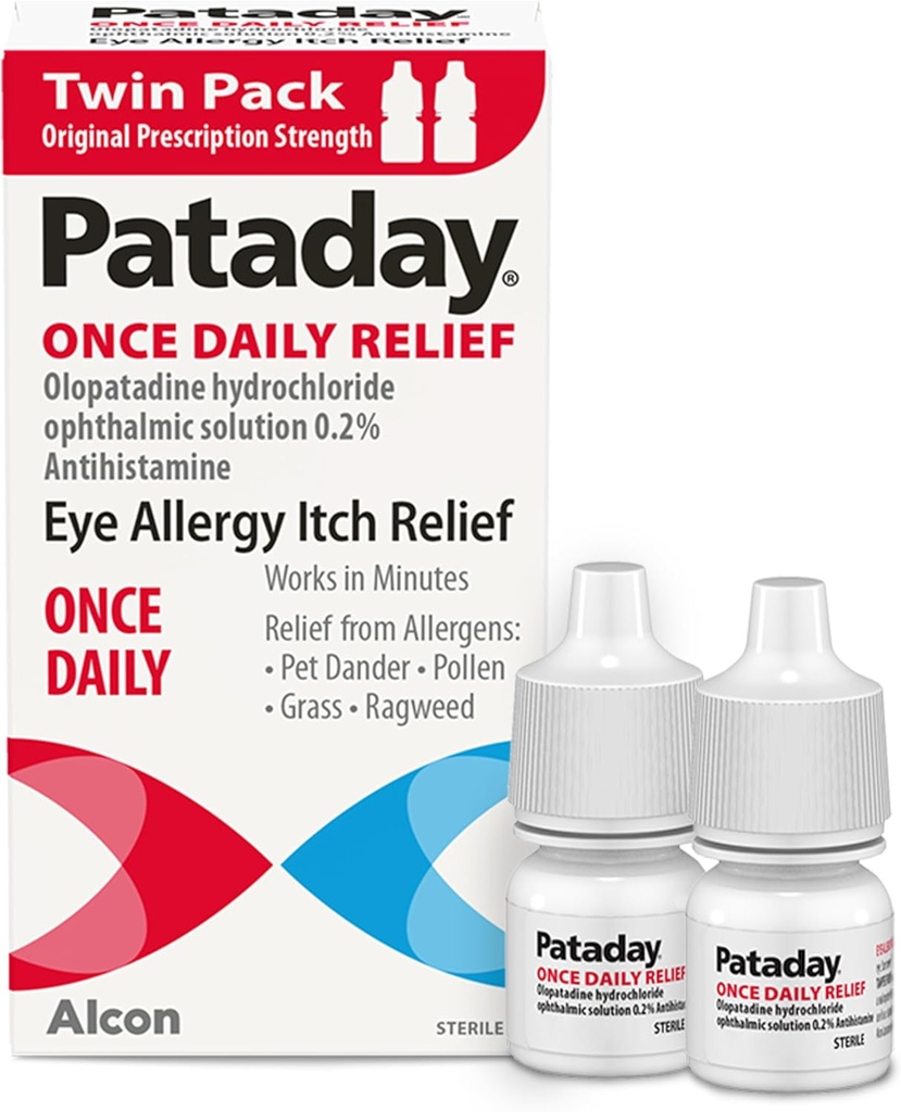 Pataday Once Daily Relief Allergy Eye Drops by Alcon, for Eye Allergy Itch Relief, 2.5 ml (Pack of 2)