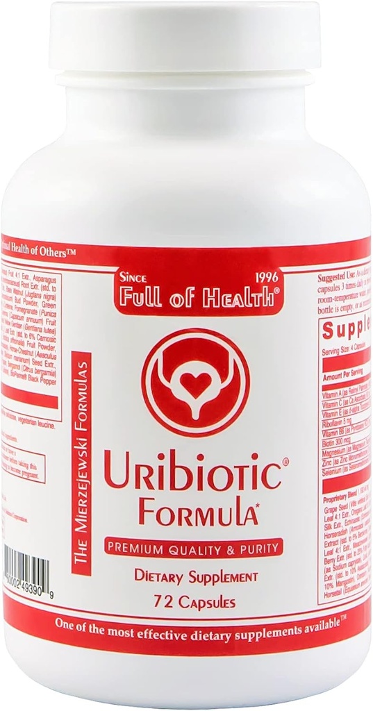 Uribiotic 式 [72 カプセル] 2003 年以来 - 尿路膀胱、前立腺および腎臓の健康のための高度なサポート | 栄養補助食品 | 60 品質の成分