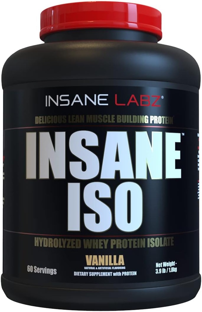 InsaneのLabzのInsane ISO 加水分解されたWheyの隔離剤、60のサービング、バニラの25gを特色にするWhey蛋白質の粉