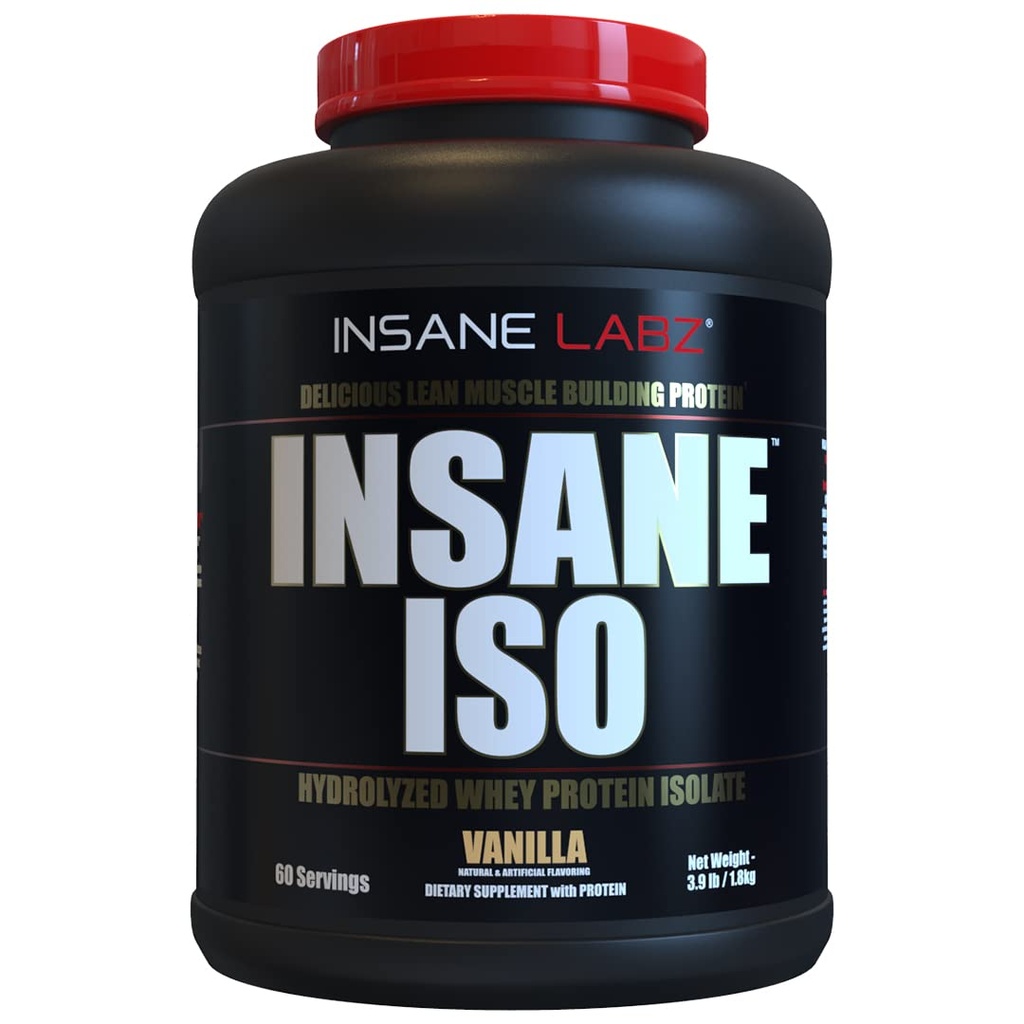 InsaneのLabzのInsane ISO 加水分解されたWheyの隔離剤、60のサービング、バニラの25gを特色にするWhey蛋白質の粉