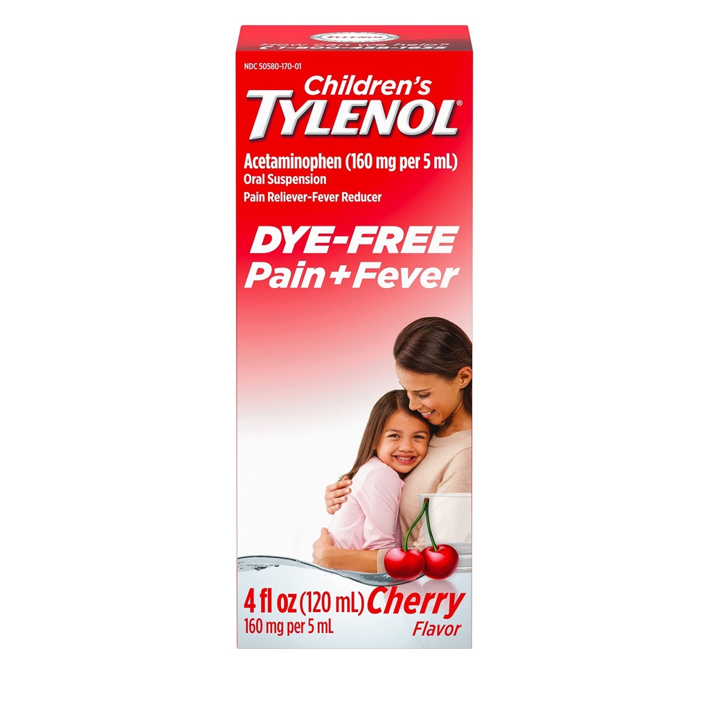 子供の Tylenol の液体の口頭懸濁液の痛みの Reliever 及び熱くする減力剤 アセトアミノフェン、イブプロフェン、高いフルクトース トウモロコシのシロップ及び染料なし、チェリー、4 Fl。 Oz