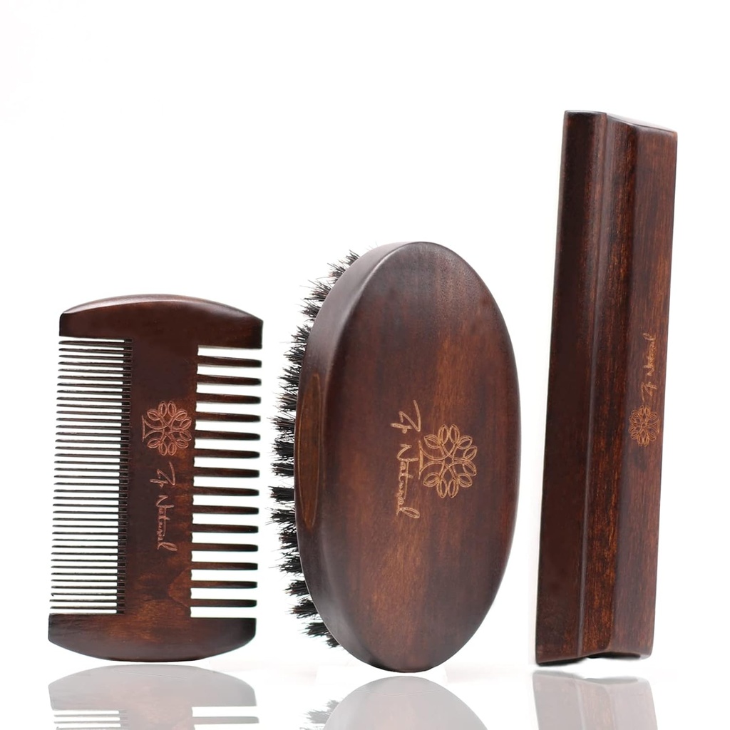 男性のためのひげ付きグルーミングキット - ヨーロッパのヴィンテージスタイルのw /Beard Comb、ベアードブラシ、ベアードバー - メンズベアードケアに焦点を当て、世界の男性をマスター