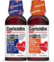 Coricidin HBP Maximum Strength Cold & Flu Day & Night Sugar-Free Liquid Twinpack, Decongestant-Free Cold Medicine for Adults with High Blood Pressure -12 Fl Oz (Pack of 2)