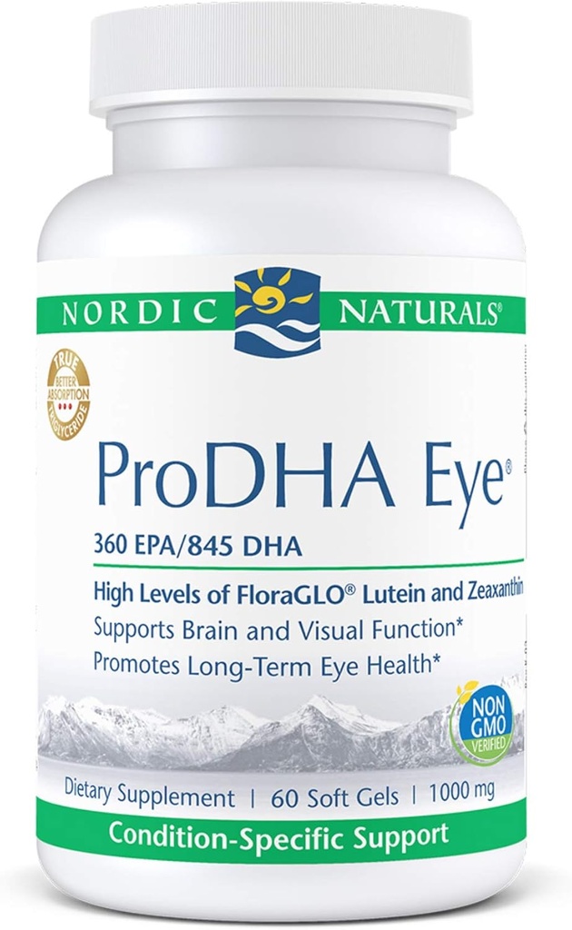 ノルディックナチュラルズProDHAアイ - フィッシュオイル、360 mg EPA、845 mg DHA、20 mg FloraGLO Lutein、4mgゼアキサンチン、神経機能と長期眼の健康のためのサポート*、60ソフトゲル