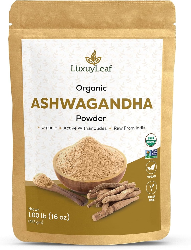 LuxuyLeafOrganic Ashwagandhaの根の粉、非GMO及び完全菜食主義者フレンドリー(Ashwagandhaの粉)
