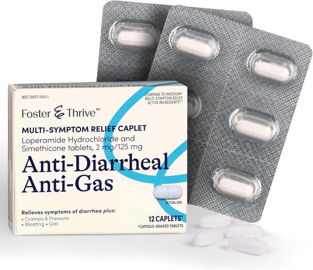 エステル及び Thrive Loperamideの塩酸塩およびシメチコンの反Diarrhealの反ガスの多症状救助、48のカプレット、Diarrheaの処置、ガス、Bloating、Cramps及び圧力、12のカプレット(4)