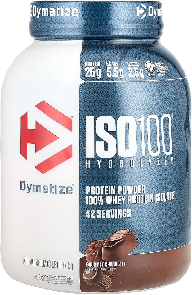 Dymatize ISO100 加水分解、100% の乳清蛋白質の隔離、グルメ チョコレート、3 lb (1.37 kg)