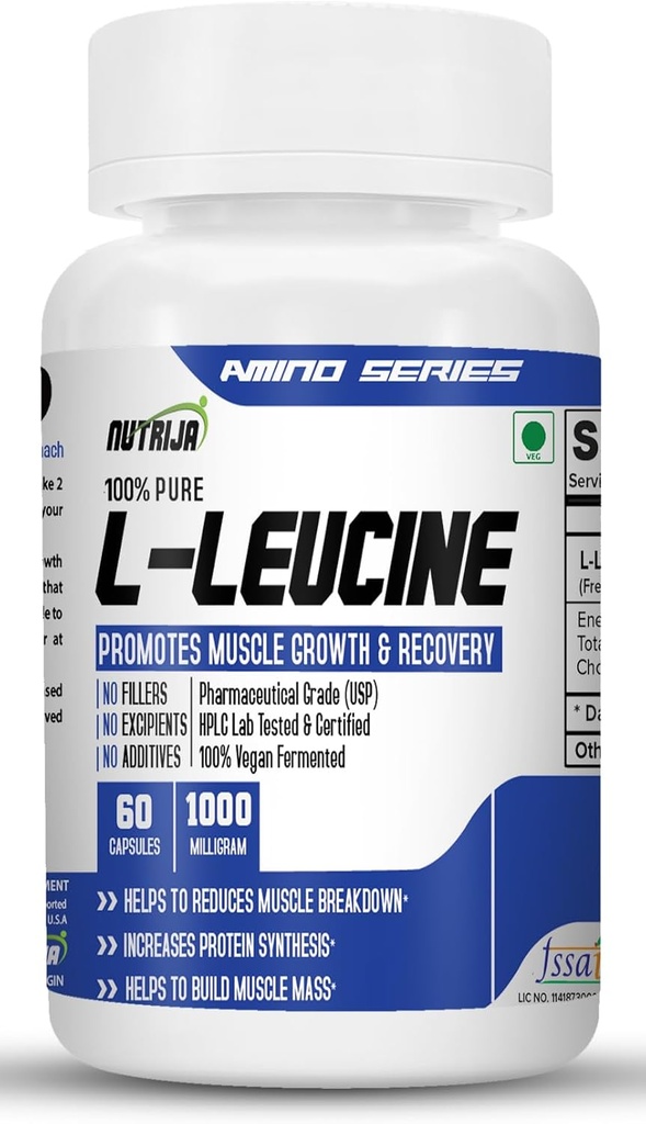 L-ロイシン1000mgカプセル | リーンマッスルマスの推進、マッスルビルディングの推進、強化(120カプセル)