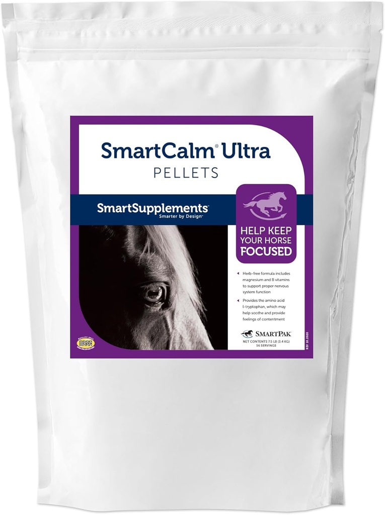 SmartCalm Ultra Pellets | 馬のサプリメントを Calming | 加えられたハーブや砂糖無しで | エキネサプリメント | 過剰なスキットネスを最小限に抑えるのに役立ちます | 56 サービング | 7.5 lb バッグ