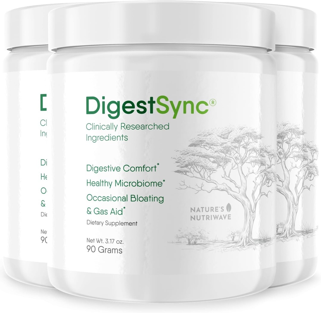 DigestSync Digestion Supplement for Gut Health - Natural Powder for Digestive Support, Bloating Relief for Women & Men, 100% Natural Green Powder - 3 Month Supply