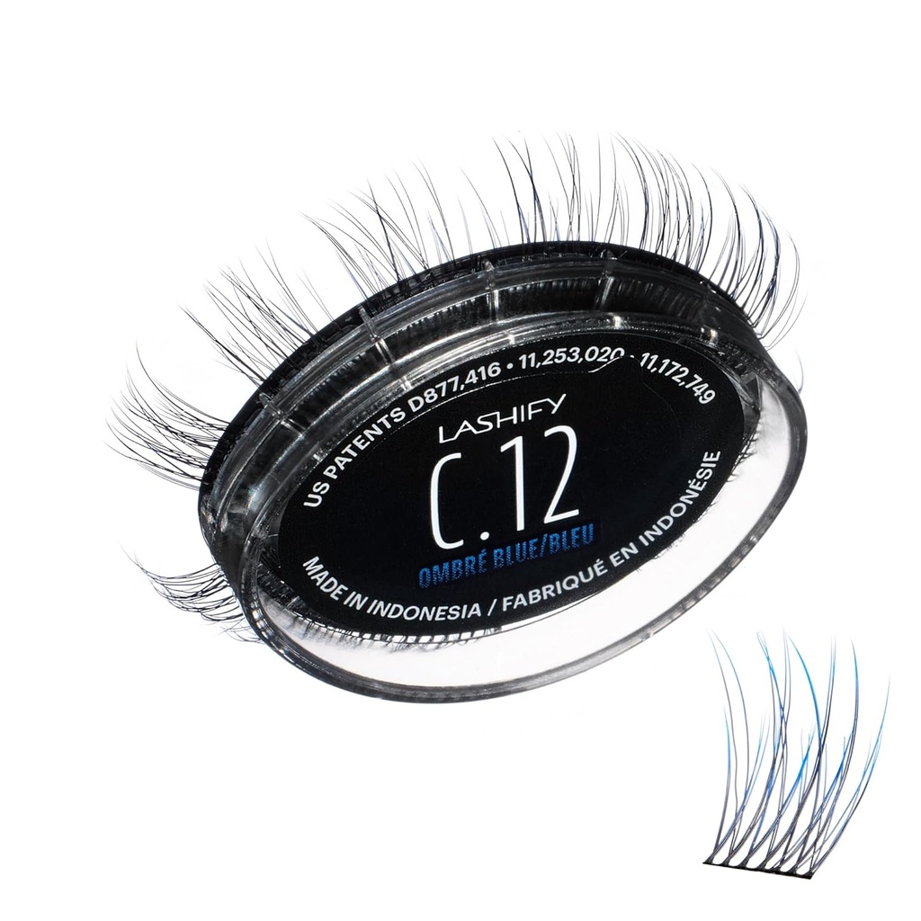Lashify Curl 12mm Gossamer Eyelash Extensions Refill in Ombre Blue ナチュラルルックのための簡単なDIY False Lashes