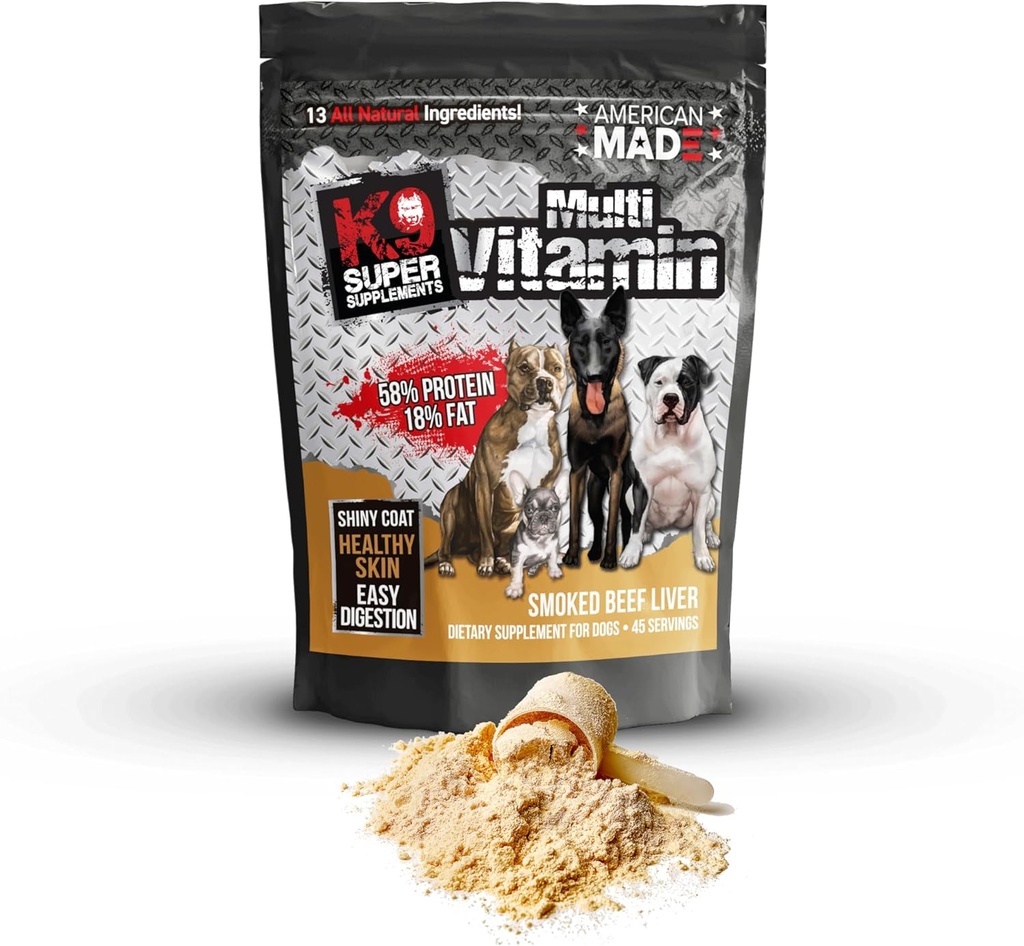 K9 Multivitamin, Nutrient-Dense Pet Supplement, Boosts Immunity, Muscle Growth, Digestion, Coat Health (45 Servings)