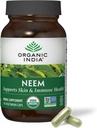 ORGANIC INDIA Neem Leaf Capsules - Herbal Supplement, Supports Skin & Immune Health, Vegan, Gluten Free, USDA Certified Organic - 90 Count
