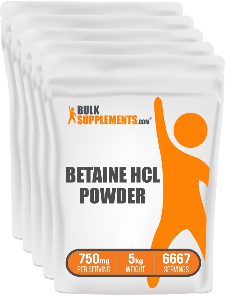 BulkSupplements.com Betaine HClパウダー - Betaine Hydrochlorideサプリメント、Betaineパウダー - Betaine 750mg、消化の健康サポート - グルテンフリー、5kg(11ポンド)