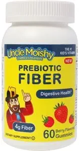 Uncle Moishy Vitamins Prebiotic Fiber 60 Gummies | Keto Sugar Free Gummy Chews for Toddlers |4g Fiber for Children 便秘サポート | 天然コーシャ ハラール ベリー ケブル