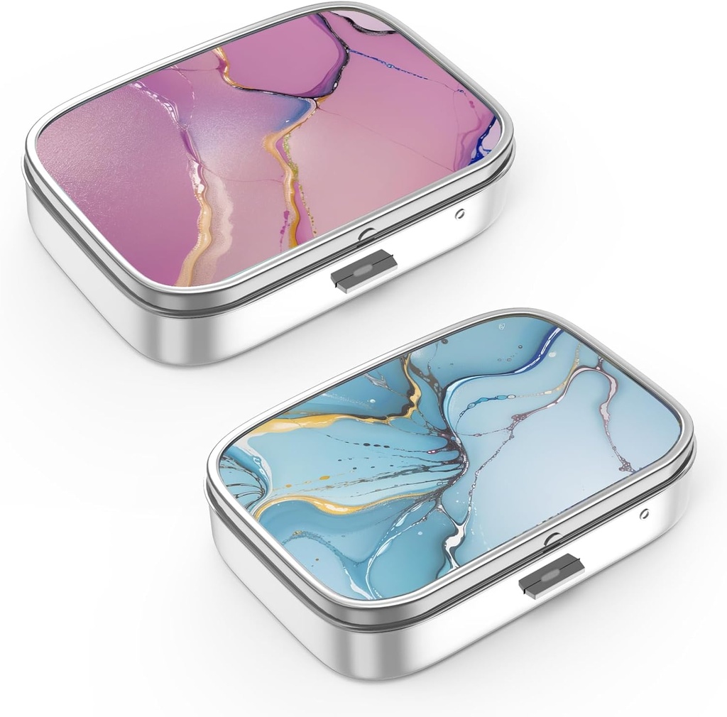 丸薬箱2のコンパートメントの小さい丸薬の箱、ポケットのために携帯用かPurseの丸薬のオルガナイザーの丸薬のホールダーはビタミン、薬、魚油および補足(2PCS)を握ります