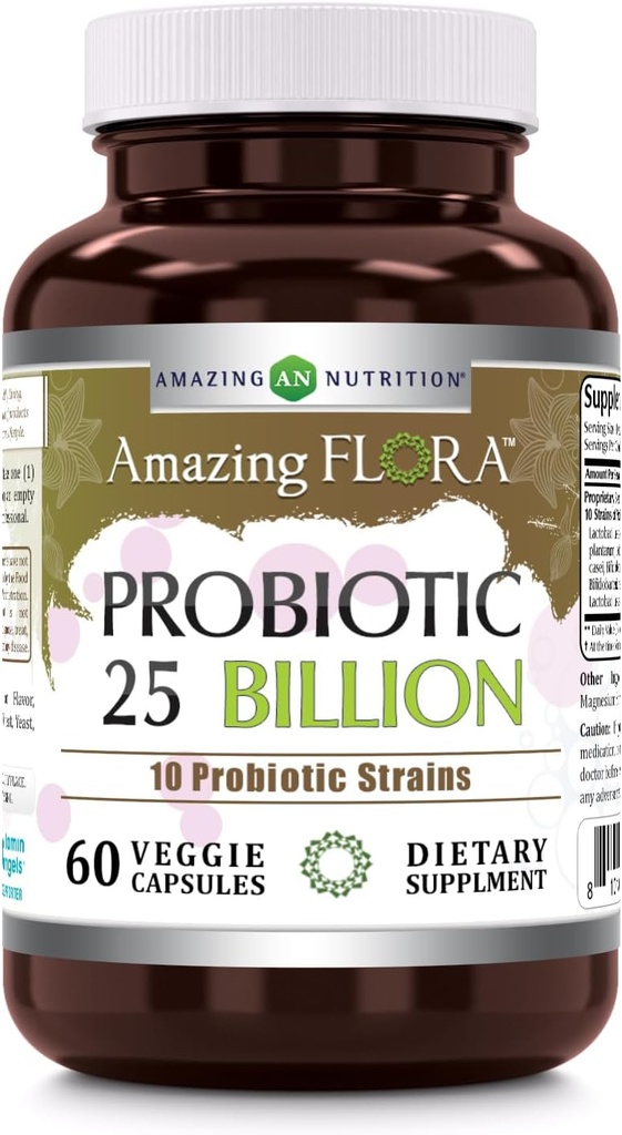 アメイジング・フローラ・プロバイオティック・サプリメント | 25 Billion-10 Strains | 60 Veggie Capsule | Non-GMO | Gluten-Free | アメリカ製