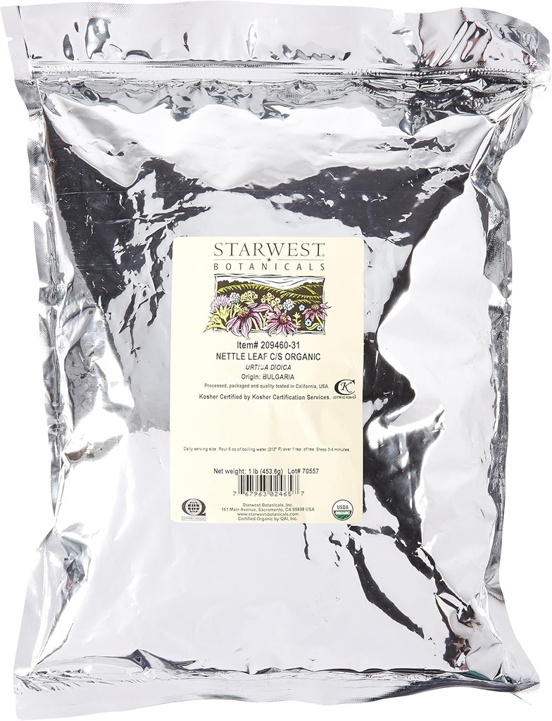 Starwest Botanicals Organic Nettle Leaf Tea Loose CutとSifted、1ポンドバルク - 1カウント