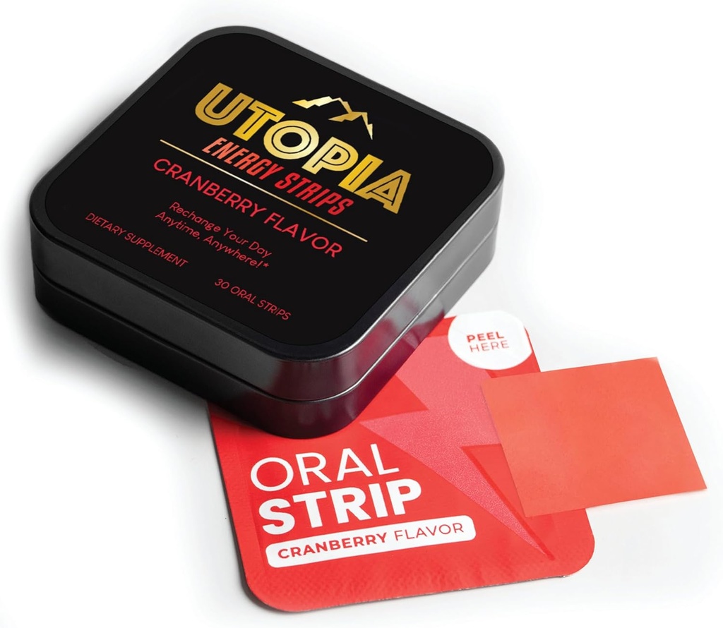 ビタミンB12及びLのテアニン、エネルギー ブースト、クランベリーの味、口頭ストリップ(30の計算)のための自然な50mgカフェインが付いているエネルギー ストリップ